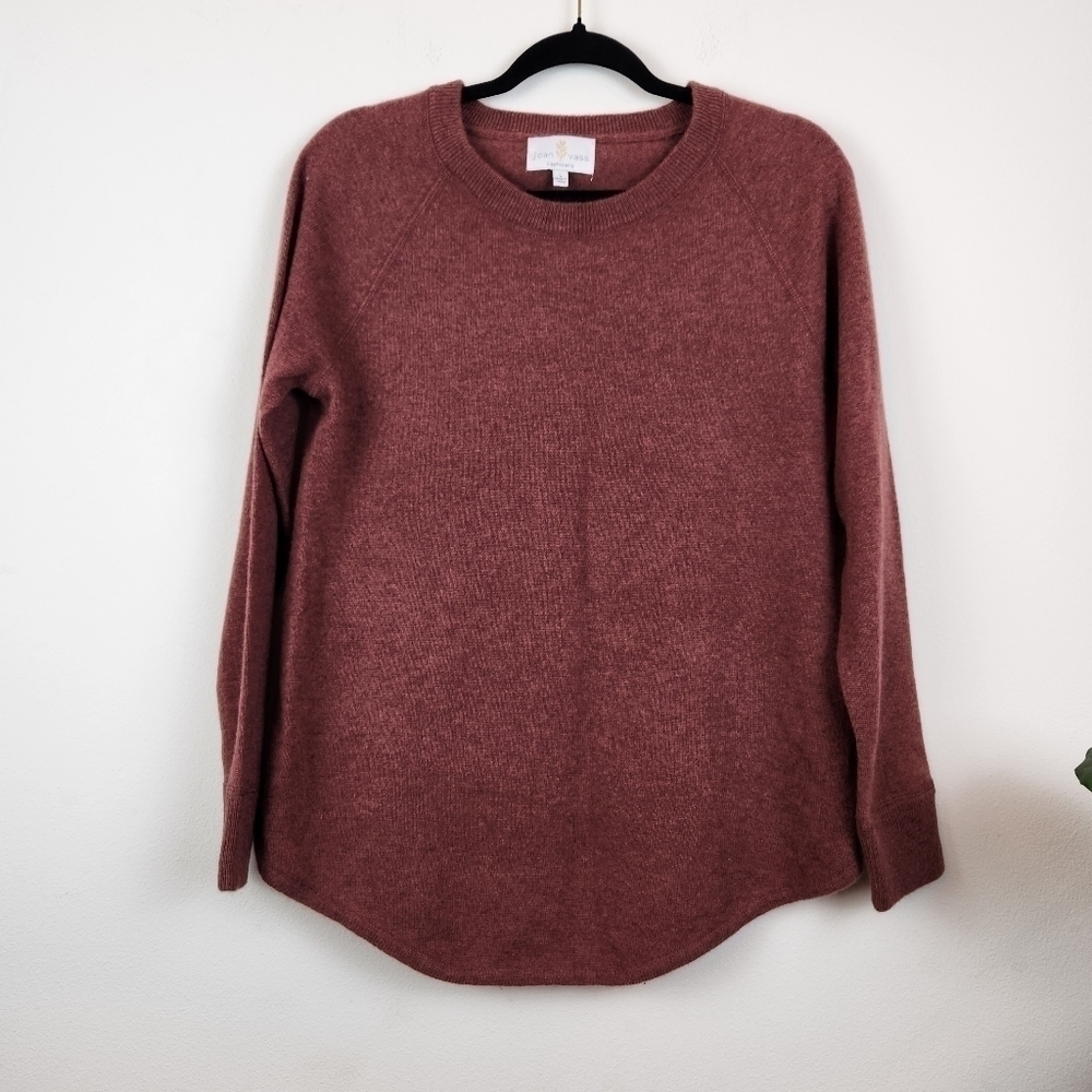 JOAN VASS 100% Cashmere Sweater Size Large brown Fall Winter